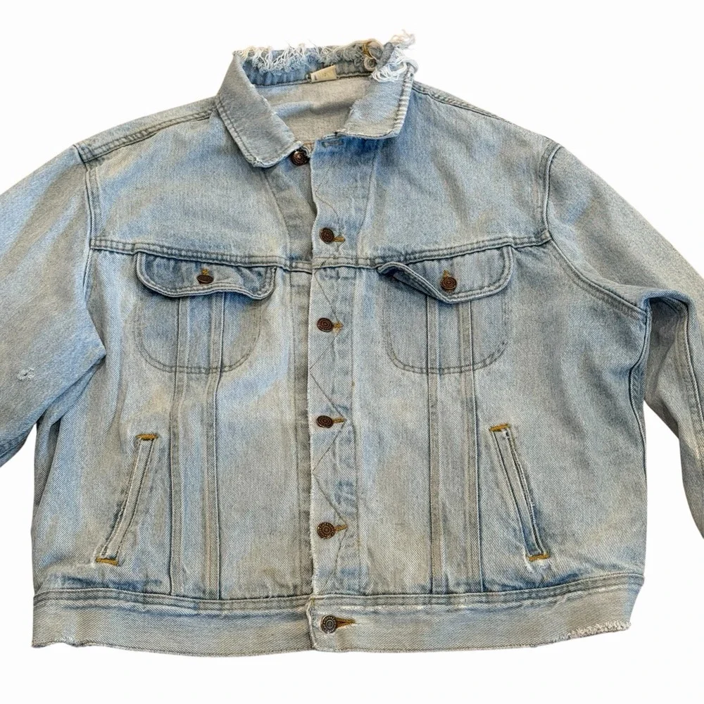 Vintage Lee Riders Trucker‎ Denim Jacket Thrashed Tag Size XL Distressed 80s 90s